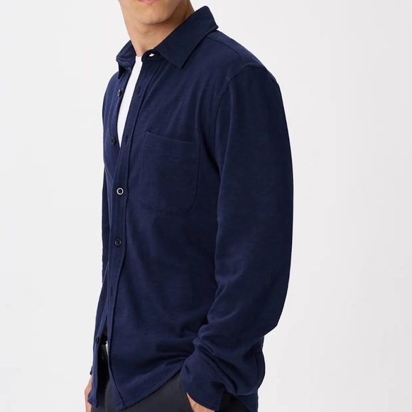 French Connection Navy Blue Corduroy Long Sleeve Button Down Shirt NEW NWT - Picture 6 of 14